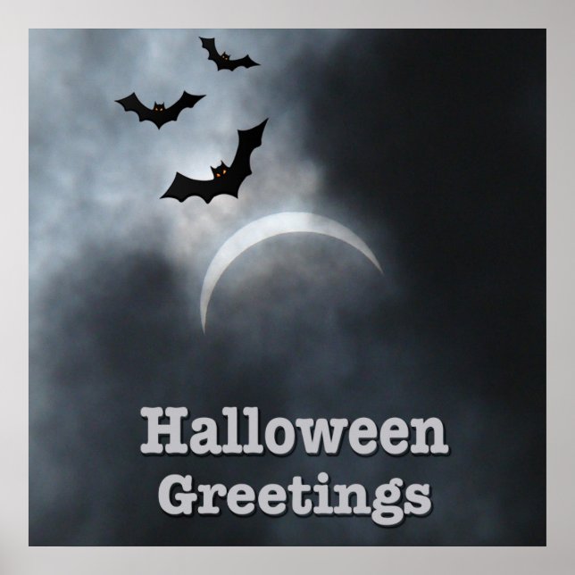 Spooky Halloween-Fledermäuse in Eclipse Poster (Vorne)
