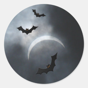 Spooky Halloween-Fledermäuse in Eclipse Runder Aufkleber