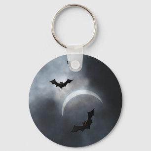 Spooky Halloween-Fledermäuse in Eclipse Schlüsselanhänger