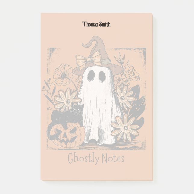 Spooky Halloween Floral Ghosted Post-it Klebezettel (Vorderseite)