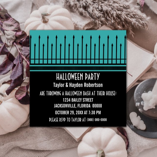 Spooky Halloween Gate Party Einladung, Türkis Einladung (Spooky Halloween Gate Party Invite - Turquoise)