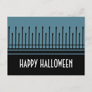 Spooky Halloween Gate Postcard, blau Postkarte