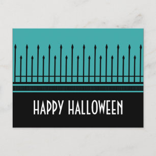 Spooky Halloween Gate Postcard, Türkis Postkarte