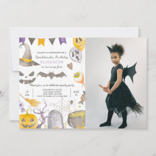 Spooky Halloween Geburtstagseinladung mit Foto Einladung