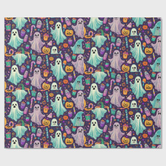 Spooky Halloween Geister und Kürbiswackelpapier Geschenkpapier