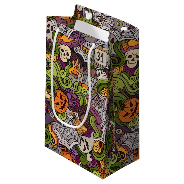 Spooky Halloween-Geschenktasche - Klein, glänzend Kleine Geschenktüte (Vorderseite Schrägansicht)