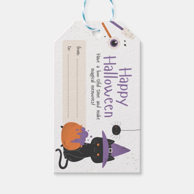 Spooky Halloween Gespenster und Fledermäuse Geschenkanhänger (Vorderseite)