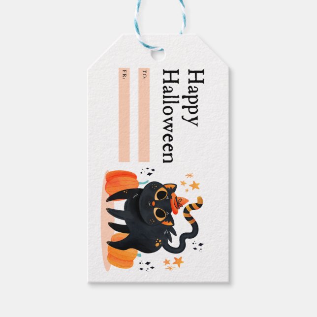 Spooky Halloween Gespenster und Fledermäuse Geschenkanhänger (Vorderseite)