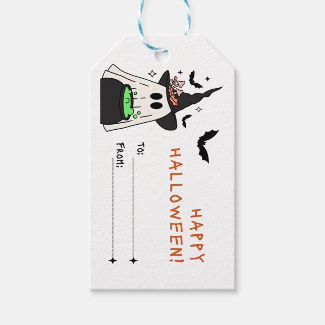 Spooky Halloween Gespenster und Fledermäuse Geschenkanhänger (Vorderseite)