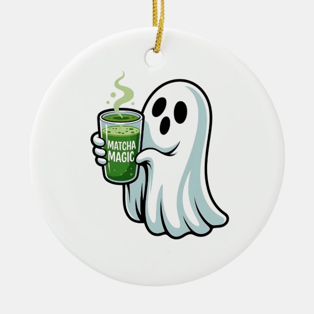 Spooky Halloween Ghost Drink Matcha Drink Keramik Ornament (Vorne)