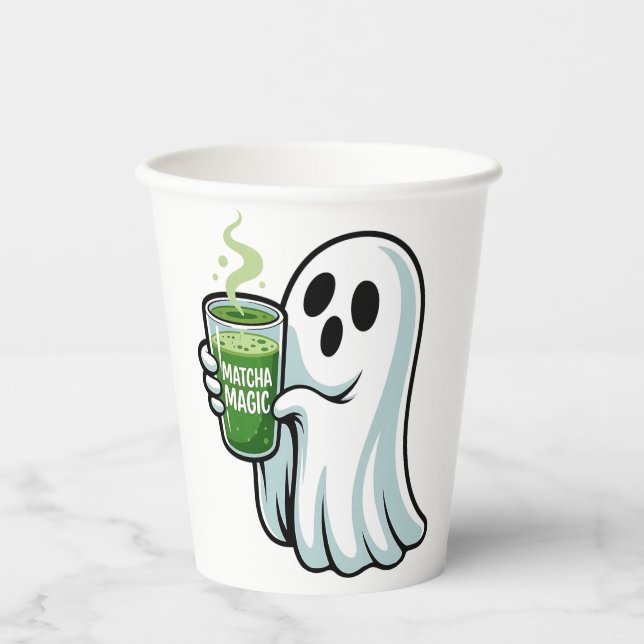 Spooky Halloween Ghost Drink Matcha Drink Pappbecher (Vorderseite)