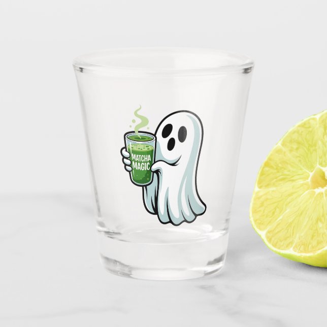 Spooky Halloween Ghost Drink Matcha Drink Schnapsglas (Vorderseite)