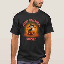 Spooky Halloween Ghost Hexe auf Carved Pumpkin T-Shirt