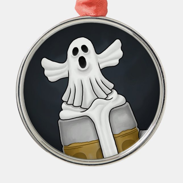 Spooky Halloween Ghost Ornament Aus Metall (Vorne)