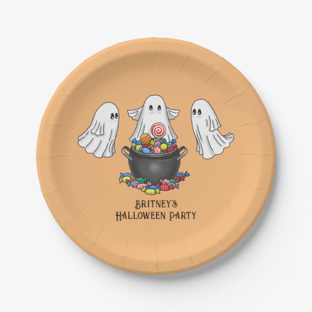 Spooky Halloween Ghost Pappteller (Vorderseite)