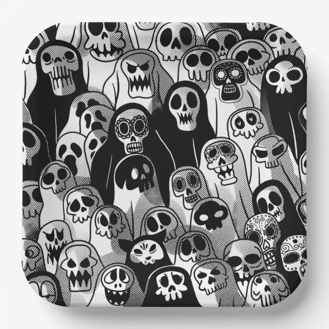 Spooky Halloween Ghost Pappteller (Vorderseite)