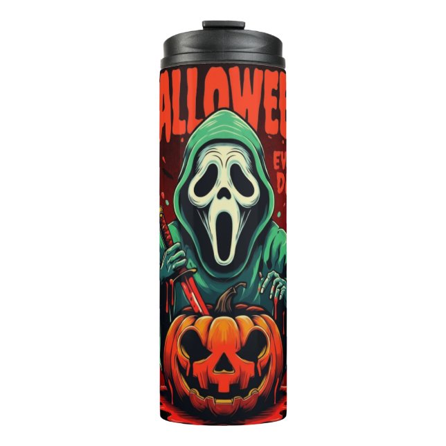 Spooky Halloween Ghost Pumpkin Thermal Mug Tumbler Thermosbecher (Vorderseite)