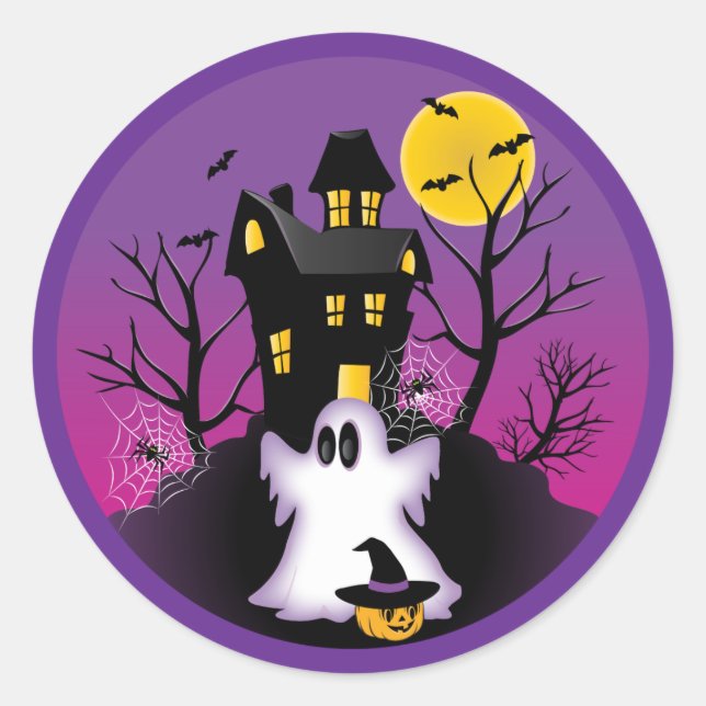 Spooky Halloween Ghost Runder Aufkleber (Vorderseite)