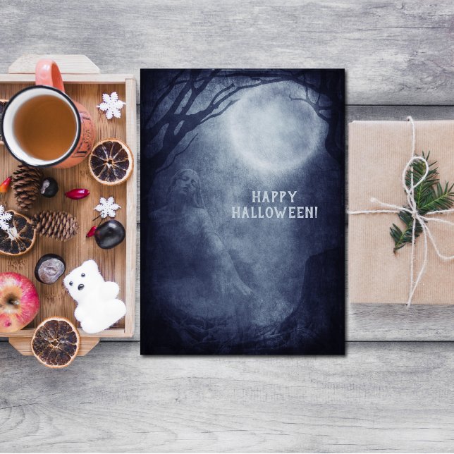 Spooky Halloween Ghost Vollmond in der Nacht Einladung (Von Creator hochgeladen)