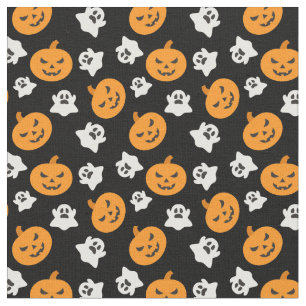 Spooky Halloween Ghosts & Kürbislaterne Stoff