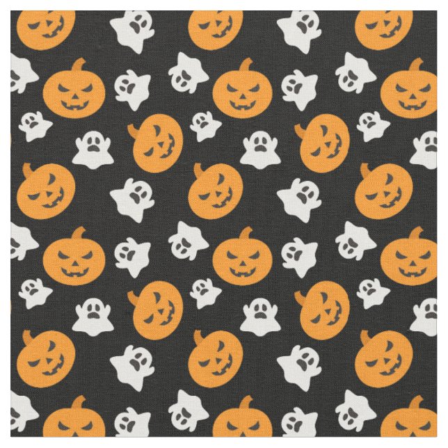 Spooky Halloween Ghosts & Kürbislaterne Stoff (Nahaufnahme)