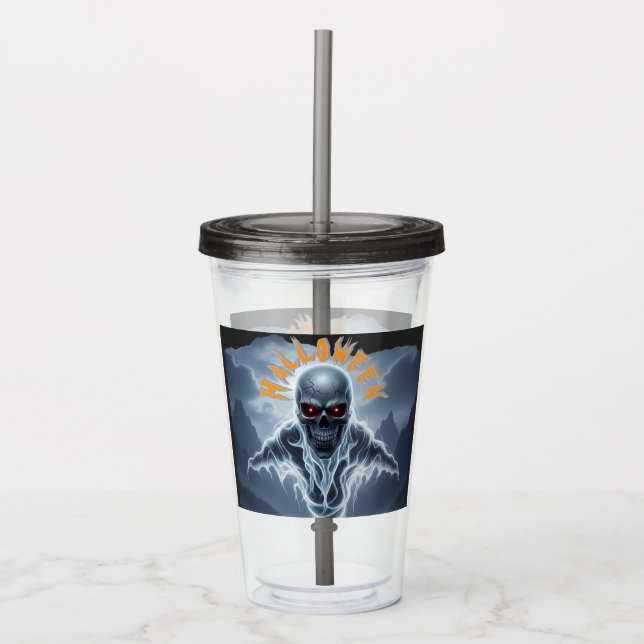 Spooky Halloween Gothic Skeleton Spirit Acryltrinkbecher (Vorderseite)