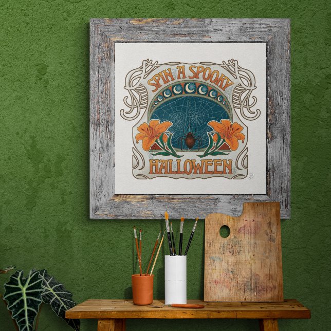 Spooky Halloween Gothic Vintag Inspiriert Poster (Spooky Halloween Romantic Gothic Vintage Style Poster - Shown in 24" x 24" size)