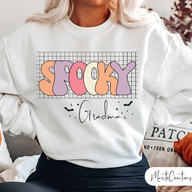 Spooky, Halloween Gradma, Groovy Retro Halloween Sweatshirt (Spooky Gradma)