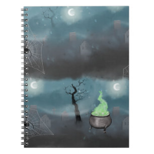 Spooky Halloween Grave Yard und Spider Webs Wrapp Notizblock