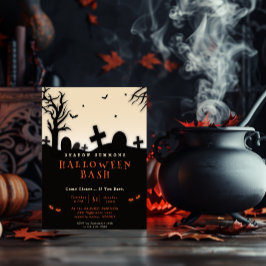 Spooky Halloween Graveyard Silhouette Party Einladung