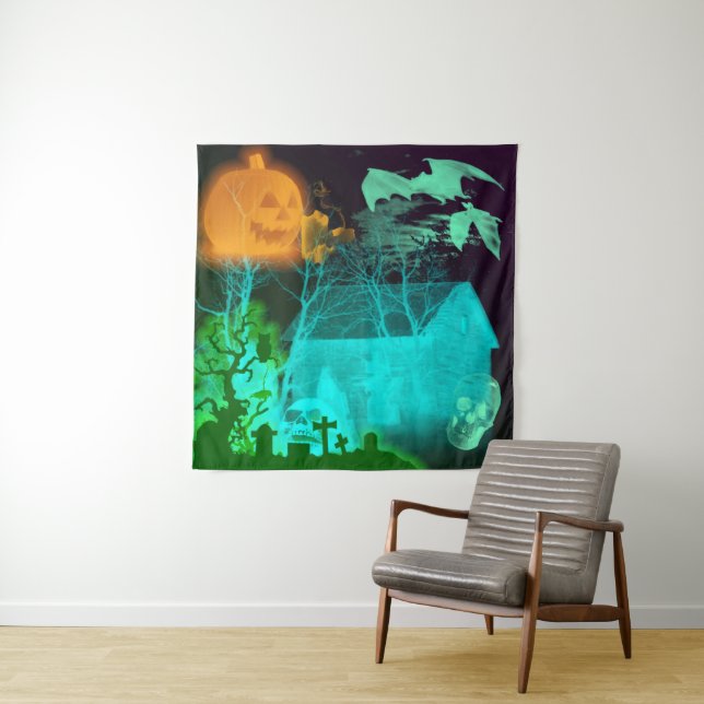 Spooky Halloween Graveyard Wandteppich (Beispiel)