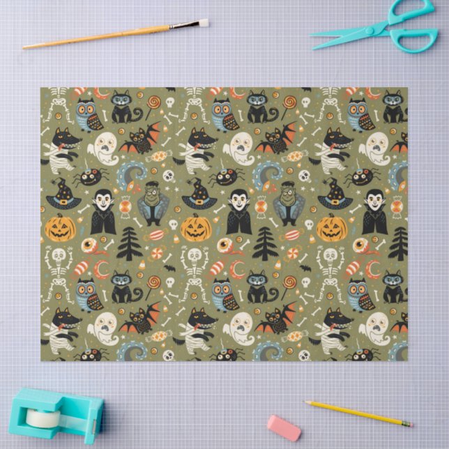 Spooky Halloween Green Seidenpapier (Basteln)