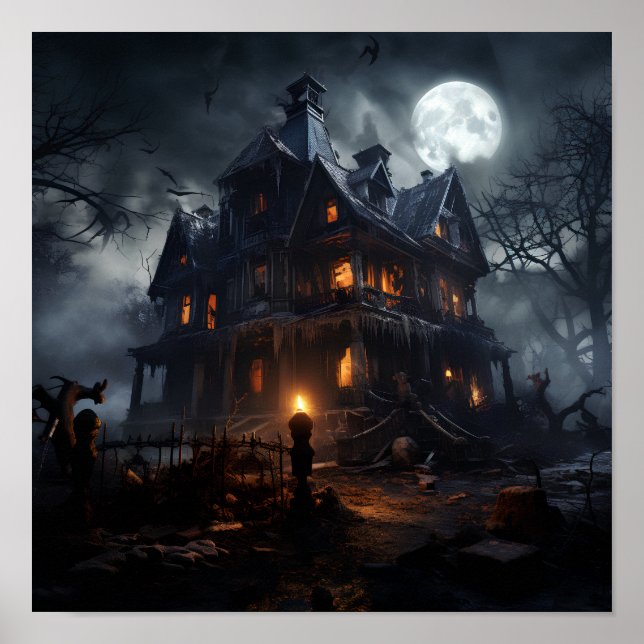 Spooky Halloween-Hausprint Poster (Vorne)
