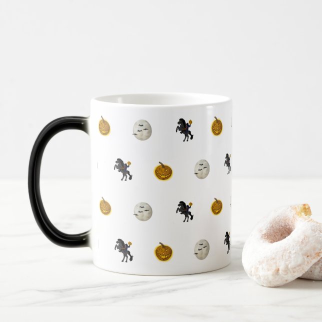 Spooky Halloween Headless Horseman Coffee Mug Verwandlungstasse (Mit Donut)