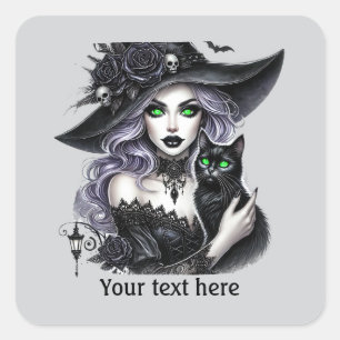 Spooky Halloween Hexe anpassbar Quadratischer Aufkleber