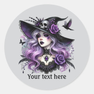 Spooky Halloween Hexe anpassbar Runder Aufkleber
