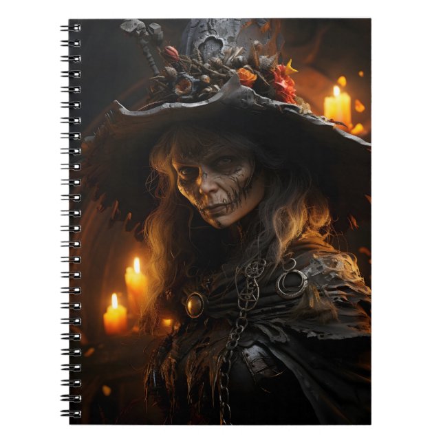 Spooky Halloween Hexe Phantastisches Cooles Portra Notizblock (Vorderseite)
