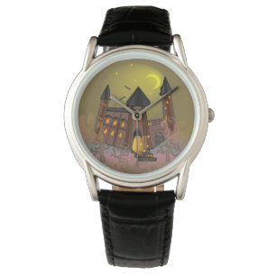 Spooky Halloween Hexenhaus und Vampirschloss Armbanduhr