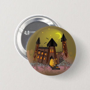 Spooky Halloween Hexenhaus und Vampirschloss Button