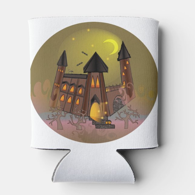 Spooky Halloween Hexenhaus und Vampirschloss Dosenkühler (Rückseite)