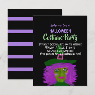 Spooky Halloween Hexenkostüm-Party Einladung