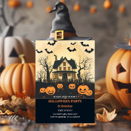 Spooky Halloween House am nächtlichen Party Feiertagskarte