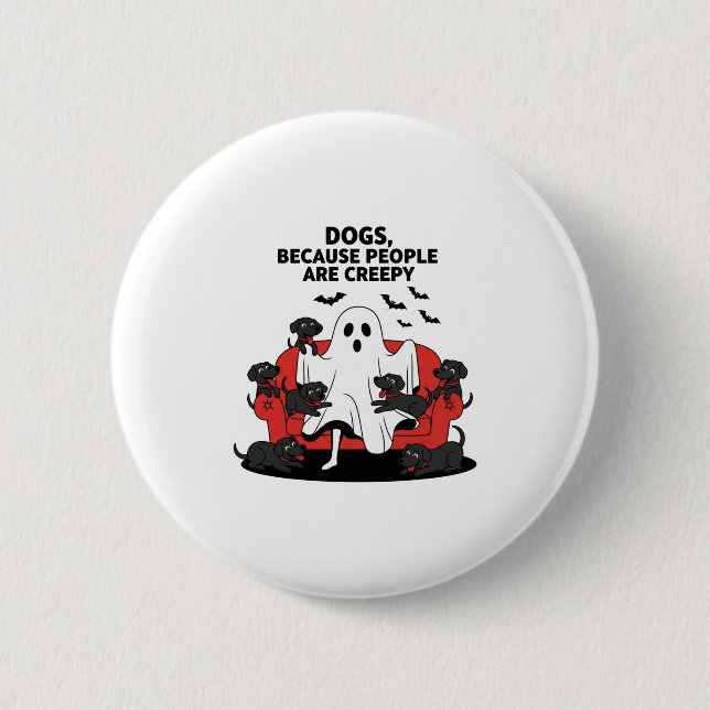 Spooky Halloween Hund Spooky Ghost 23 Button (Vorderseite)