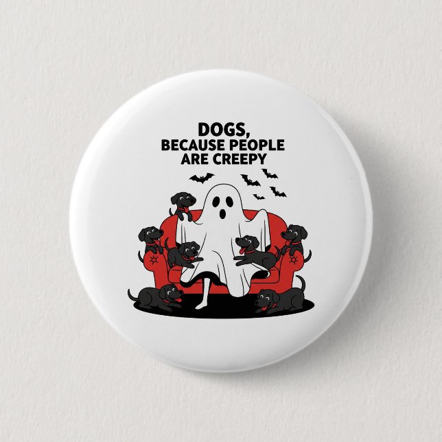 Spooky Halloween Hund Spooky Ghost Button (Vorderseite)