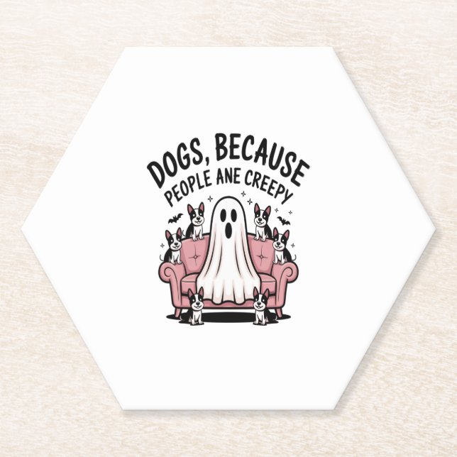 Spooky Halloween Hund Spooky Ghost Untersetzer (Vorderseite)