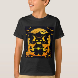 Spooky Halloween Illustration mit Bat Pumpki T-Shirt