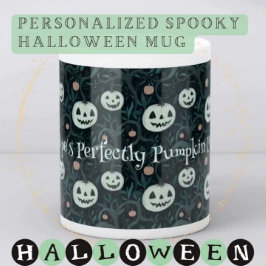 Spooky Halloween Jack-O'-Lanterns in Forest Custom Tasse