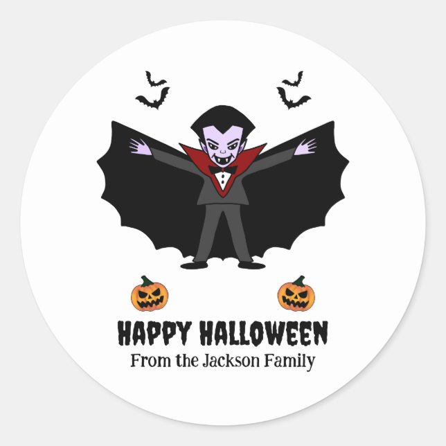 Spooky Halloween Kostüm Party Dracula Vampire Runder Aufkleber (Vorderseite)