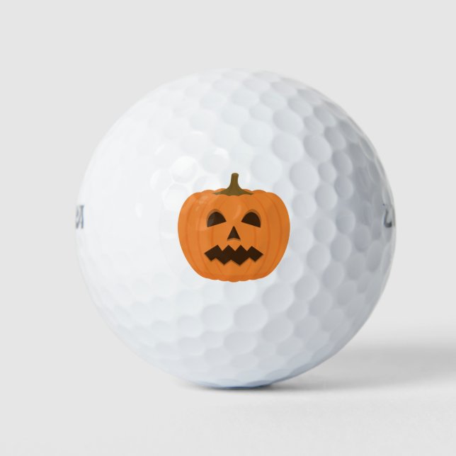 Spooky Halloween Kürbisgesicht. Niedlicher Jack-o' Golfball (Vorderseite)