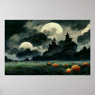 Spooky Halloween Landschaft Poster